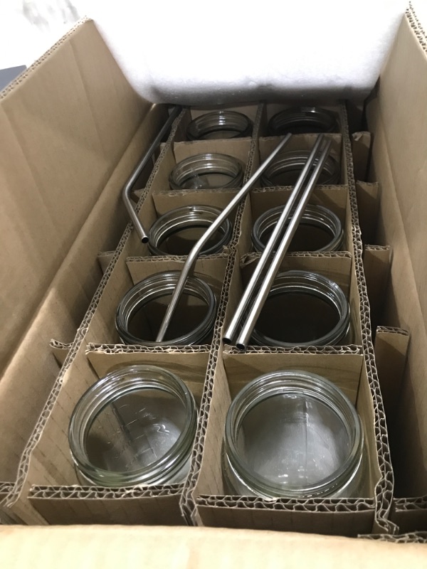 Photo 1 of Ruckae 16oz 10 Pack Juice Bottles, Glass Bottles with Lids, Smoothie Cup Lids and Straws, Water Bottle Mason Jar Drinking Glasses for Juicing, Smoothies, Kombucha