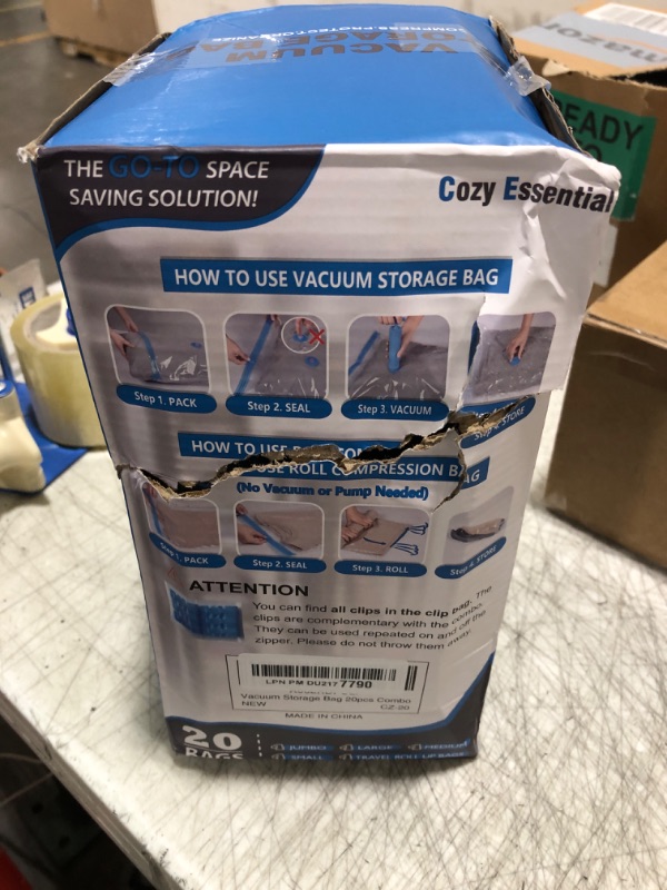 Photo 1 of 20 Pack Vacuum Storage Bags, Space Saver Bags (4 Jumbo/4 Large/4 Medium/4 Small/4 Roll) Compression for Comforters and Blankets, Sealer Clothes Storage, Hand Pump Included