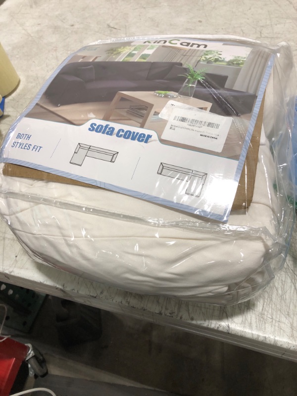 Photo 1 of Sectional Couch Covers L Shape Sofa Covers Super Stretch 2pcs Sofa Slipcovers for 3 + 3 Seaters Sectional Chaise Slipcover with 2pcs Pillow Covers for Pets Kids, White