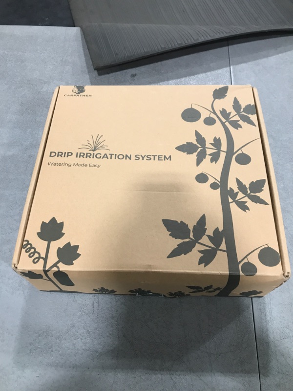 Photo 1 of CARPATHEN Drip Irrigation System - Adjustable Premium Irrigation System for Garden, Raised Beds - Complete Drip Irrigation Kit with Drip Emitters, 5/16" and 1/4" Irrigation Tubing and Barbed Fittings