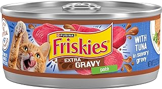 Photo 1 of  Purina Friskies Wet Cat Food Gravy Pate, Extra Gravy Pate With Tuna in Savory Wet Cat Food Gravy - (Pack of 24) 5.5 oz. Cans EXP-10/2026
 