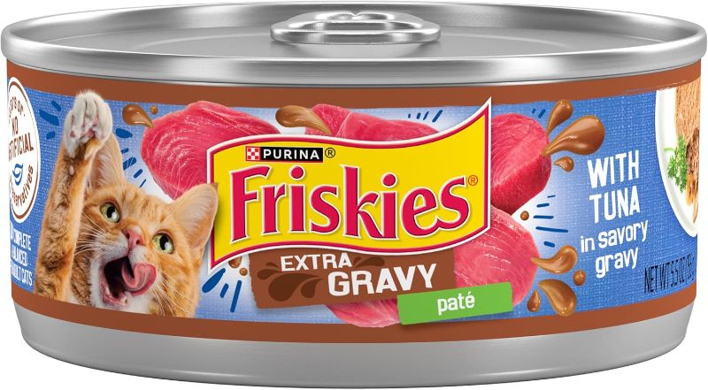 Photo 1 of  Purina Friskies Wet Cat Food Gravy Pate, Extra Gravy Pate With Tuna in Savory Wet Cat Food Gravy - (Pack of 24) 5.5 oz. Cans EXP-10/2026
