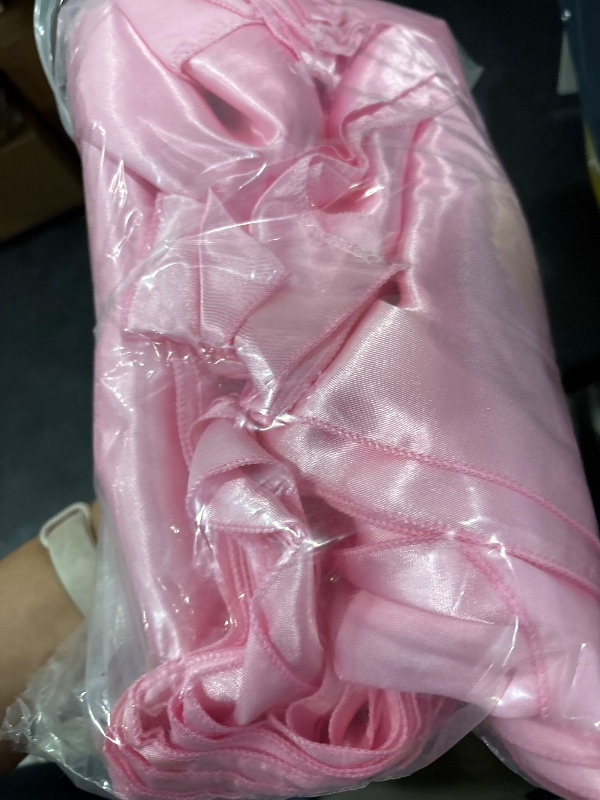 Photo 1 of 10-Pack Pink Satin Table Runner 12 x 108 Inch Long Bright and Smooth Silk Fabric Table Runner for Wedding Banquet Birthday Party Decoration