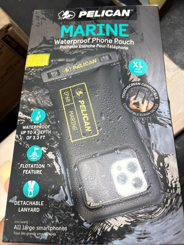 Photo 1 of Pelican 2 Pack Marine - IP68 Waterproof Phone Pouch (XL Size) Floating Waterproof Phone Case - Beach Cruise Ship Travel Essentials - Works with All Phones - Detachable Lanyard - Black / Hi-Vis Yellow