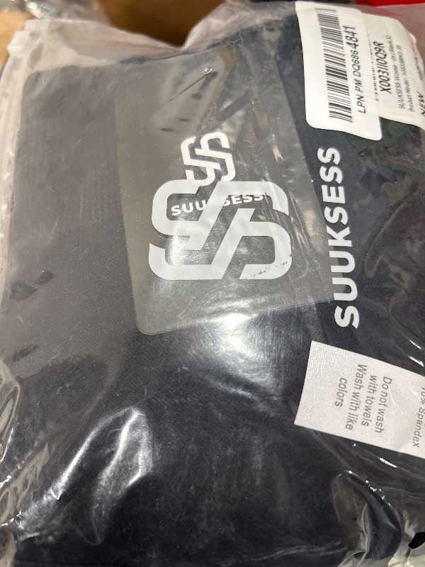 Photo 1 of SUUKSESS Women Seamless 2 piece Workout Sets Strappy Padded Sports Bra Booty High Waisted Shorts Outfits (Black,S)