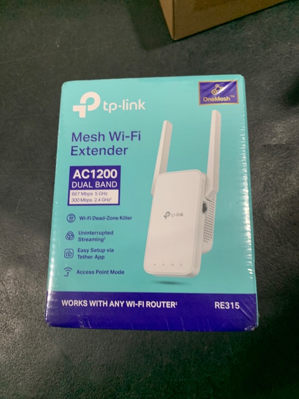 Photo 1 of TP-Link AC1200 WiFi Extender, 2024 Wirecutter Best WiFi Extender, 1.2Gbps home signal booster, Dual Band 5GHz/2.4GHz, Covers Up to 1500 Sq.ft and 30 Devices ,support Onemesh, One Ethernet Port (RE315)
