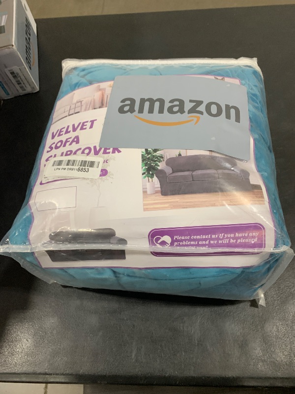 Photo 1 of WEERRW 4 Pieces Velvet High Stretch Couch Covers for 3 Cushion Couch Sofa Slipcovers, Washable Furniture Protector with Non Slip Elastic Bottom, Feature Soft Plush Fabric, Peacock Blue, Large