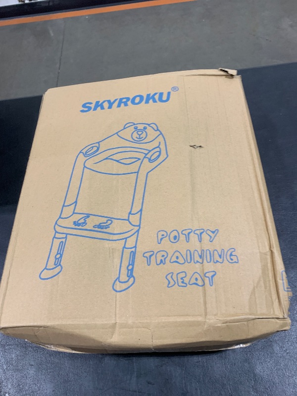 Photo 1 of Potty Training Seat with Step Stool Ladder, SKYROKU Potty Training Toilet for Kids Boys Girls Toddlers - Comfortable Safe Potty Seat with Anti-Slip Pads Ladder Grey