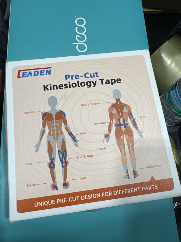 Photo 1 of IEADEN Precut Kinesiology Tape for Knees, 10 Pcs - Knee Support & Stability, Knee Pain Relief Athletic Tape - Waterproof & Elastic, Breathable Hypoallergenic Latex-Free Tape, Blue