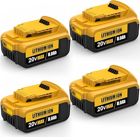 Photo 1 of 4Packs 20V 8.0Ah Replacement for Dewalt 20V Max Battery, Compatible with DeWalt Battery Cordless Power Tools