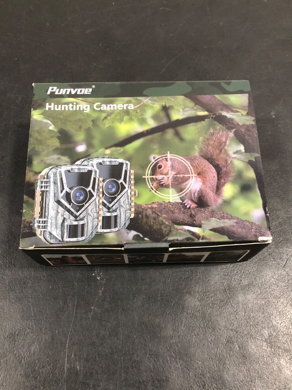 Photo 1 of Punvoe Trail Camera 2 Pack 36 MP 2.7K Game Camera 32GB Memory Card 4 Batteries Time 2.0" LCD Screen, Trail Cameras with 120°Wide Night Vision IP66 Waterproof for Monitoring Wildlife Trail Cam