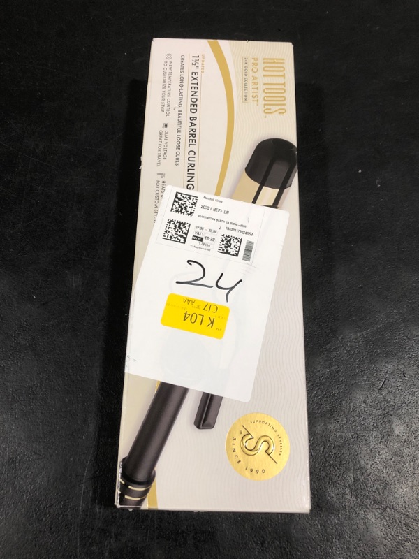 Photo 1 of HOT TOOLS New and Improved 24K Gold Professional 1.5" Extended Barrel Curling Iron with Clamp for Loose Curls | 24K Gold Technology for Long-Lasting Results & Longer Barrel for Easy Styling