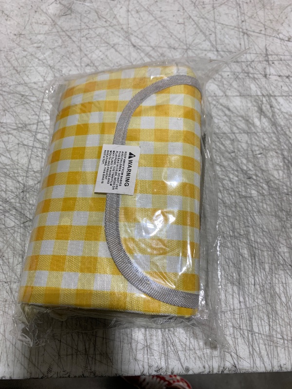 Photo 1 of Beyond Thursday Cute Gingham Picnic Blanket, Waterproof Foldable, in Large 80x60in and Extra Large 80x80in, Portable Compact Beach Blanket, Oversized XL Outdoor Mat (Yellow, X-Large)