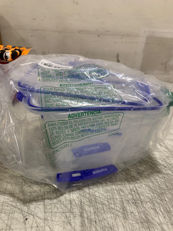 Photo 1 of Sistema KLIP IT PLUS Food Storage Containers | 3.35 L | Leak-Proof, Stackable & Airtight Fridge/Freezer Containers with Lids | BPA-Free Plastic | Blue Clips | 3 Count