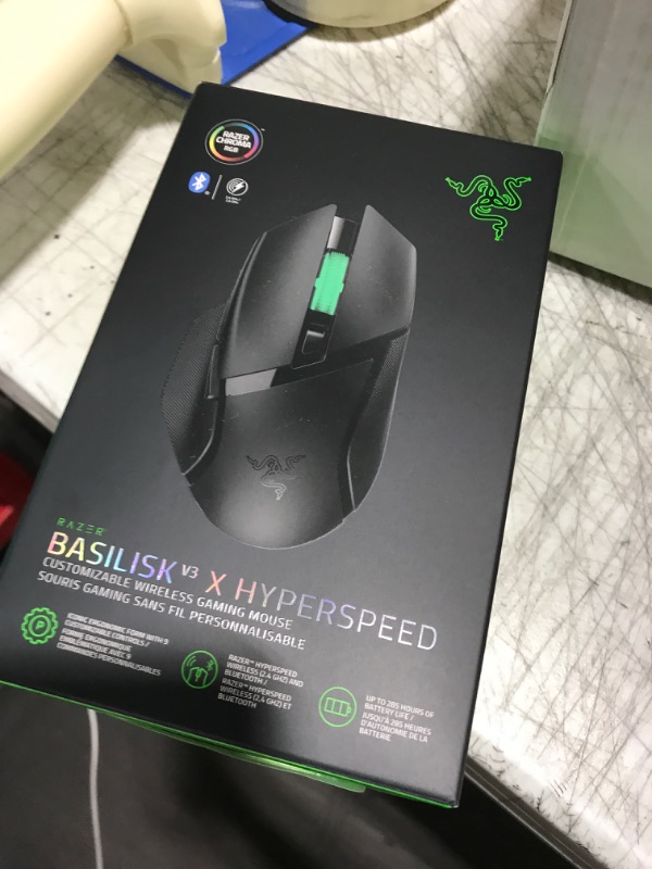 Photo 1 of Razer Basilisk V3 X HyperSpeed Customizable Wireless Gaming Mouse: Mechanical Switches Gen-2-5G Advanced 18K Optical Sensor - Chroma RGB 9 Programmable Controls 535 Hr Battery Classic Black