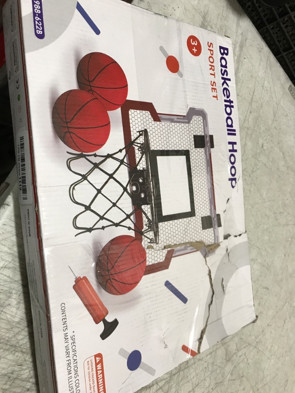 Photo 1 of HYES Mini Basketball Hoop Indoor, Door Basketball Hoop with 3 Balls & Inflator, Basketball Toy Gifts for Kids Boys Girls Teens Adults, Suit for Bedroom/Office/Outdoor/Pool