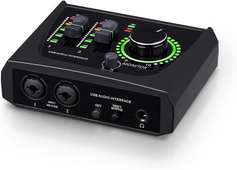 Photo 1 of BOMGE mini 2 Channel USB Audio Interface for Recording, Streaming and Podcasting, with XLR/48V Phantom Power,Studio Quality Audio Interface for Guitarist, Vocalist, Podcaster or Producer