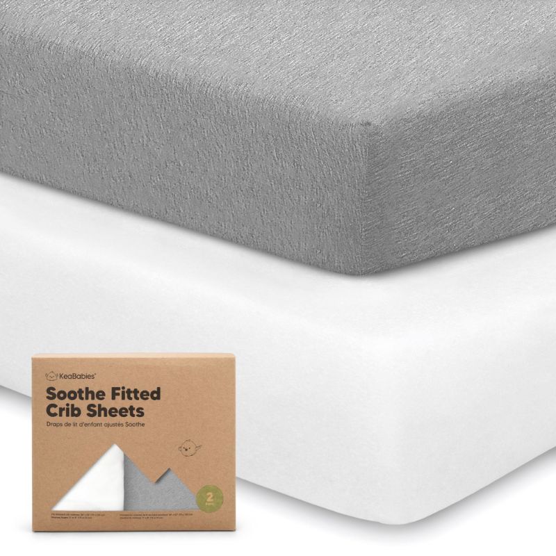 Photo 1 of KeaBabies 2-Pack Organic Crib Sheets for Boys, Girls - Fitted Crib Mattress Sheet Neutral, Breathable Jersey Cotton Cover for Baby Bed, Toddler Mattress, Soft & Cute Prints (Cloud)