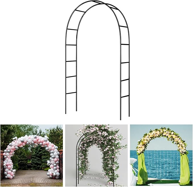 Photo 2 of Adorox Metal Garden Arch Trellis for Climbing Plants 7.8ft Outdoor Arch Wedding Halloween Christmas Vine Trellis Pumpkin Archway Assemble Freely 2 Sizes White