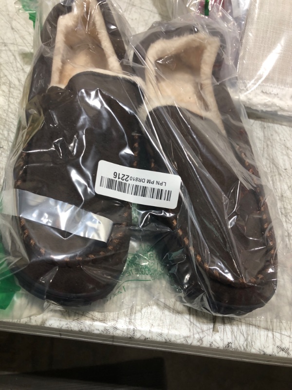 Photo 1 of Mens Slippers Moccasins Cozy House Bedroom Shoes with Memory Foam Hard Sole Indoor Outdoor Brown 10 M US