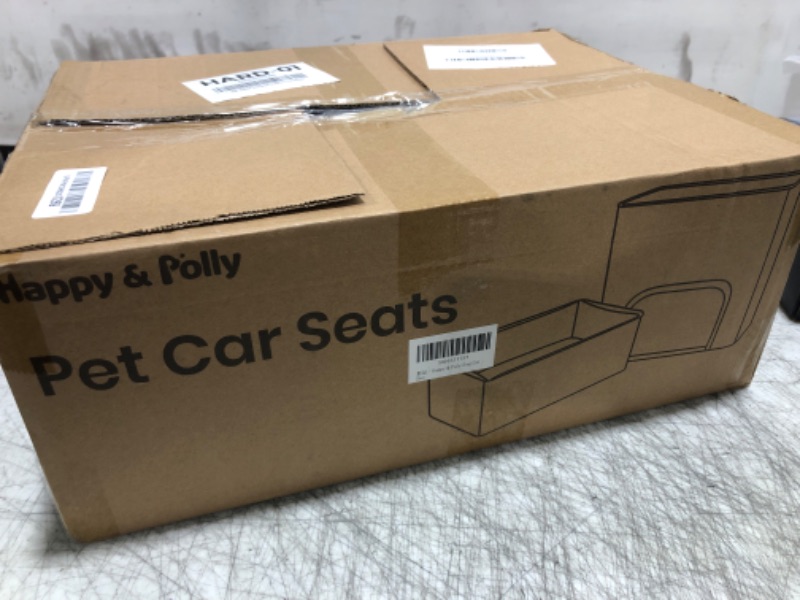 Photo 1 of Happy & Polly Small Dog Car Seat - Portable Dog Booster Seat for Puppy Cat with Sturdy Metal Frame, Clip-On Safety Leash, Adjustable Straps, Collapsible Dog Seat for Small Pets up to 25lbs (Grey)