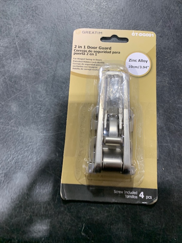 Photo 1 of Door Swing Bar Lock Latch with Extra Buckle Lock, Guard Lock for Front and Inside Door, Hinged Swingin Doors Reinforcement Lock, Home Security Door Stopper, Safety Childproof, Zinc Alloy, SN (Silver)