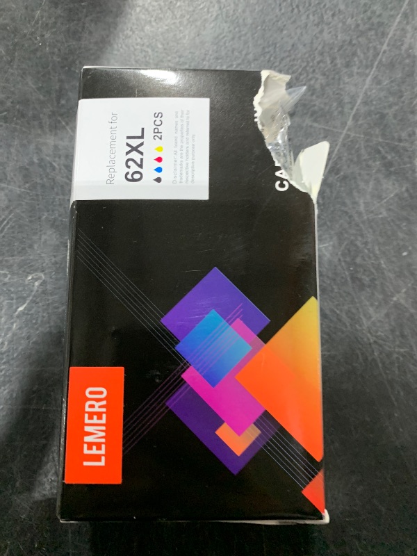 Photo 1 of LEMERO 62XL Ink Cartridges Black and Color Remanufactured Ink Cartridge Replacement for HP Ink 62 62XL for HP 62XL Ink Cartridge Combo Pack Work with HP Envy 7640 5540 5660 7645 OfficeJet 250 200 5740