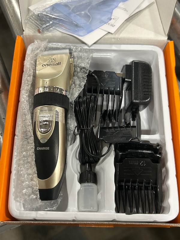 Photo 2 of oneisall Dog Clipper Low Noise, Dog Grooming Kit with Rechargeable, Dog Shaver Cordless Electric Quiet Hair Clipper Set for Dog Cats Pets?Gold?