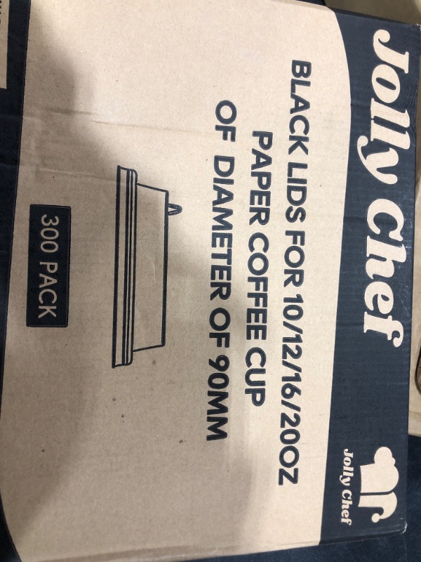 Photo 1 of JOLLY CHEF 300 Pack Black Coffee Cups Lids 3.6'', Disposable Plastic Lids for 10, 12, 16, 20 oz Paper Coffee Cups