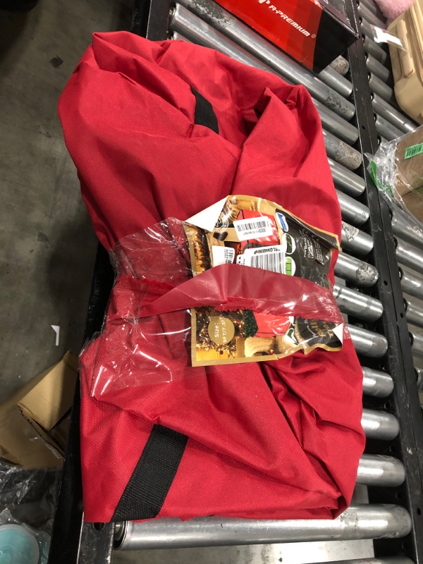 Photo 1 of Mrrihand Christmas Tree Storage Bag, 9 Ft Large Artificial Anti-Tear Heavy-Duty 600D Oxford Cloth Xmax Christmas Tree Storage Box with Rolling Wheels, Christmas Tree Storage Container (Red)