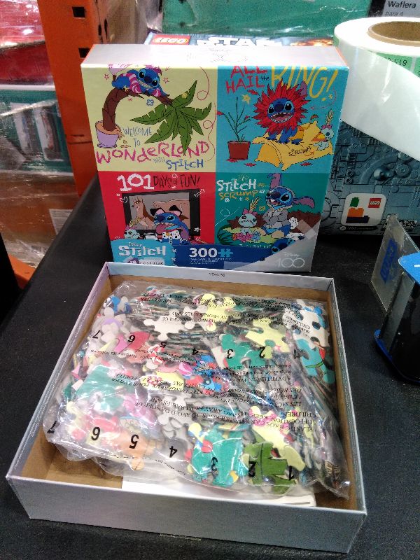 Photo 1 of Ceaco - Disney's 100th Anniversary - Stitch Collage - 300 Oversized Piece Jigsaw Puzzle
