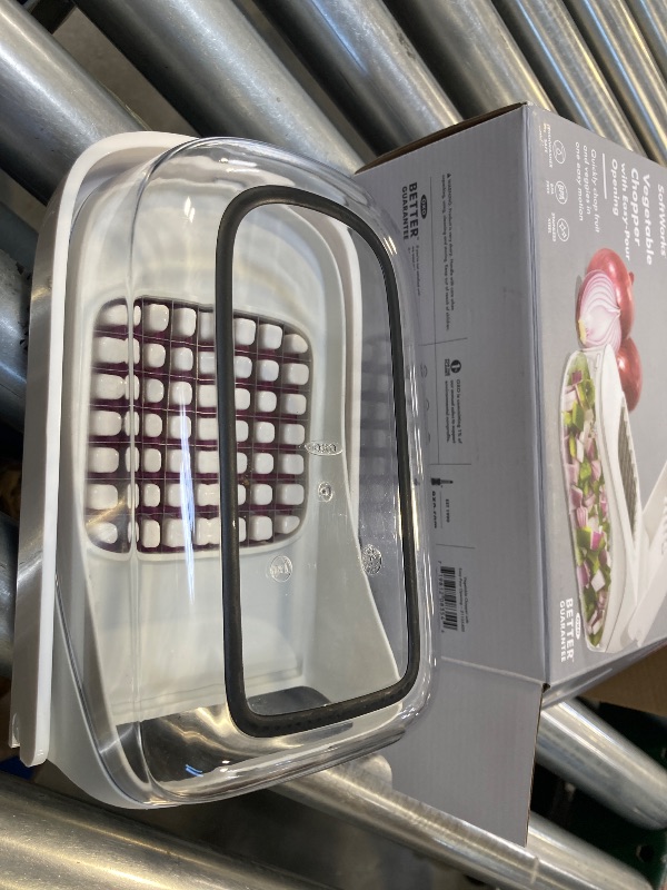 Photo 1 of OXO Vegetable Manual Food Chopper: Best Veggie  Salad Chopper, Stainless Steel Blade, Dishwasher-Safe, White