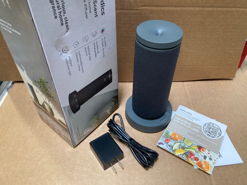 Photo 1 of Homedics SereneScent Mini Fabric Rechargeable Waterless Diffuser, Cordless Aromatherapy Device, Use with SereneScent Oil 15ml (Sold Separately), Adjustable Mist Intensity & Ambient Light, Charcoal