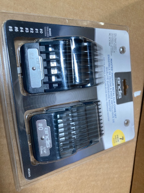 Photo 1 of Andis Master Series Premium Hair Clipper Attachment Comb Set, Clipper Guards Cutting Guides with Metal Clip, Black, 7 Count