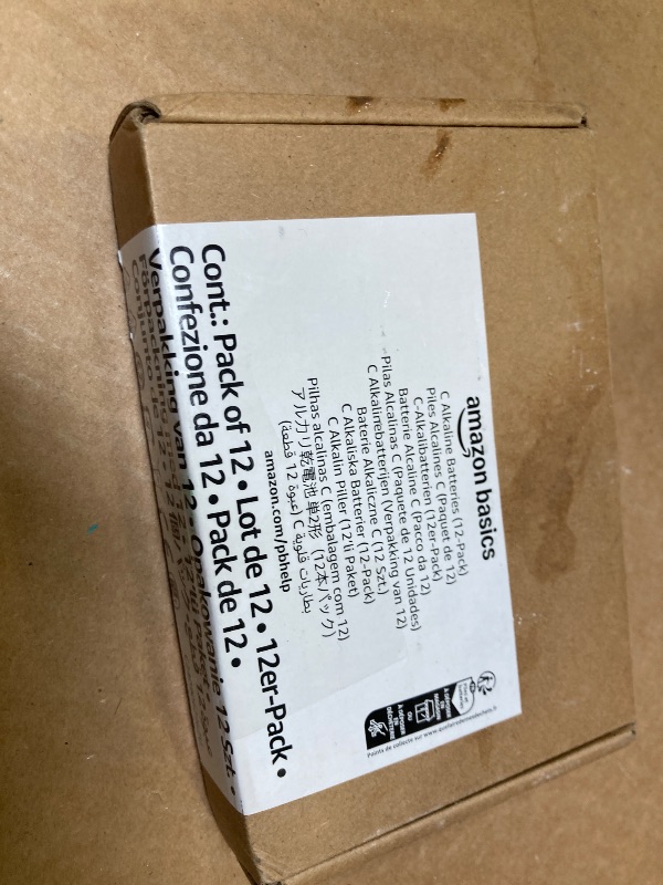 Photo 1 of Amazon Basics 12-Pack C Cell Alkaline All-Purpose Batteries, 1.5 Volt, 5-Year Shelf Life
