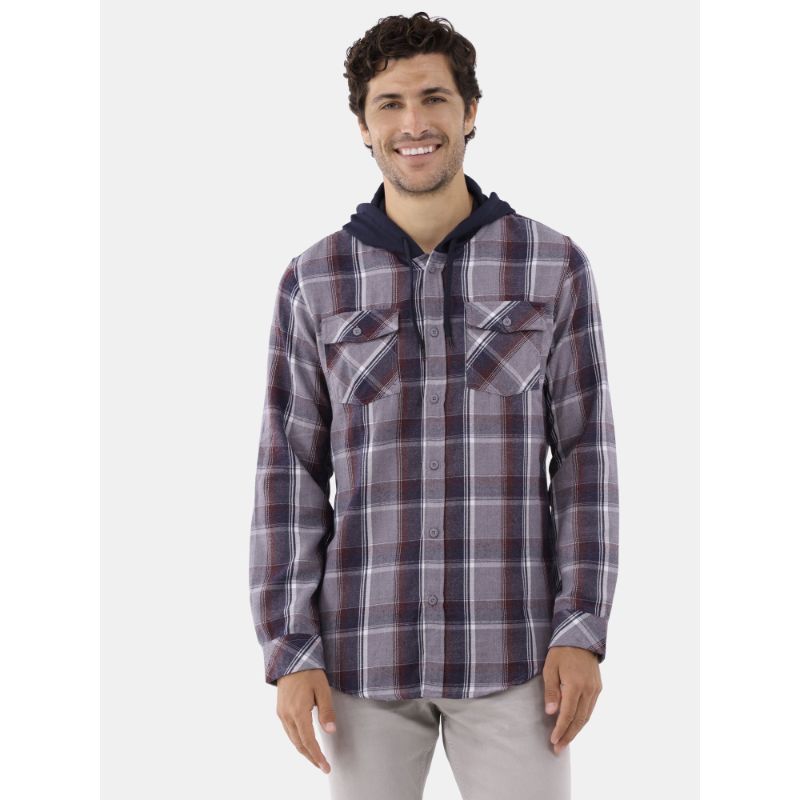 Photo 1 of Burnside Men's Hooded Flannel Shirt with Long Sleeves, Sizes 2xl
