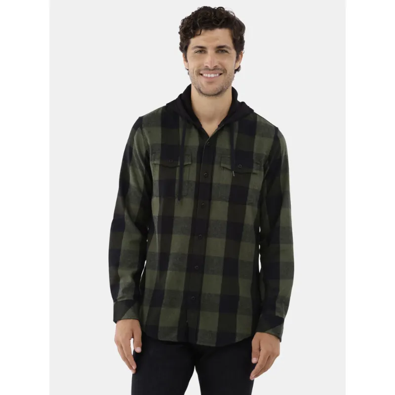 Photo 1 of Burnside Men's Hooded Flannel Shirt with Long Sleeves, Size L
