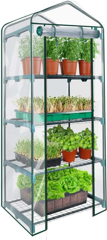 Photo 1 of KOL 4-Tier Mini Greenhouse - PVC Clear Cover & Steel Frame - Portable Small Green House for Indoor & Outdoor Use - Grow Plants, Seedlings, Herbs
