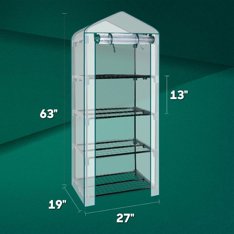 Photo 1 of KOL 4-Tier Mini Greenhouse - PVC Clear Cover & Steel Frame - Portable Small Green House for Indoor & Outdoor Use - Grow Plants, Seedlings, Herbs
