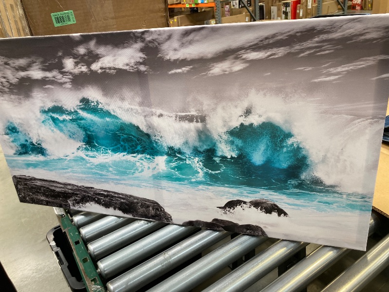 Photo 1 of  Teal Beach Wall Art For Living Room Coastal Bedroom Wall Décor Size 29 x 59 Inches
