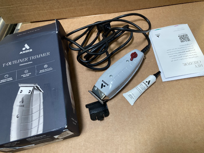 Photo 1 of Andis 04780 Professional T-Outliner Beard & Hair Trimmer for Men with Carbon Steel T-Blade, Bump Free Technology – Corded Electric Beard Trimmer, GTO, Grey