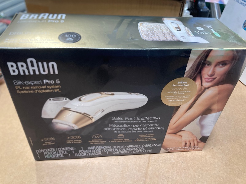 Photo 1 of Braun IPL at Home Laser Hair Removal for Women and Men, Silk Expert Pro 5 PL5137 with Venus Swirl Razor, Long-Lasting Reduction in Hair Regrowth for Body & Face, Corded, PL5137