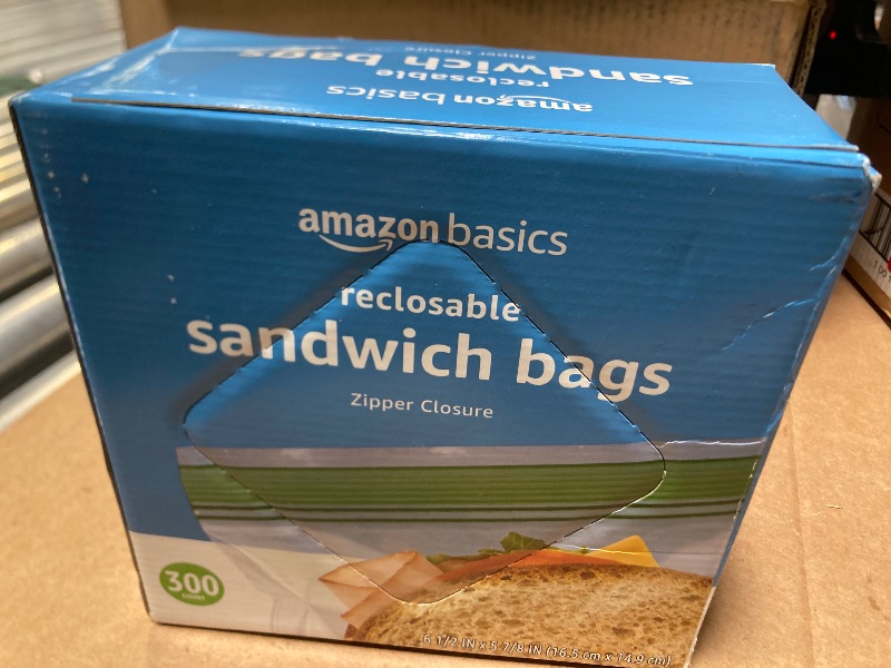 Photo 1 of Amazon Basics Sandwich Storage Bags, 300 Count (Previously Solimo)