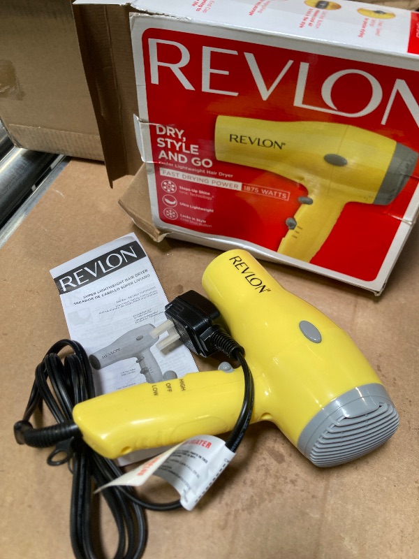 Photo 1 of REVLON Compact Hair Dryer | 1875W Lightweight Design, Perfect for Travel, (Yellow)
