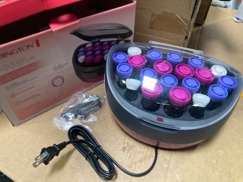 Photo 1 of Remington Ionic Conditioning Hair Setter, 20 Velvet Hair Rollers, 6 Large (1¼”), 10 Medium (1"), 4 Small (¾”), Blowout Style Hair Curlers