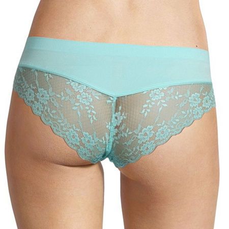 Photo 1 of Ambrielle Seamless Lace Cheeky Panty , Small , Blue
