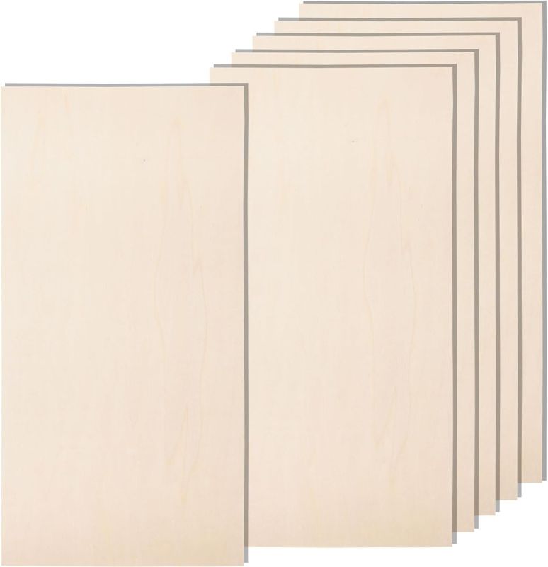 Photo 1 of 6 Pack 12 x 24 x 1/4 Inch-6mm Thick Basswood Sheets for Crafts Unfinished Plywood Sheets Rectangular Wood Panel Boards for DIY Laser Project, Wood Burning, Engraving, Architectural Models, Staining
