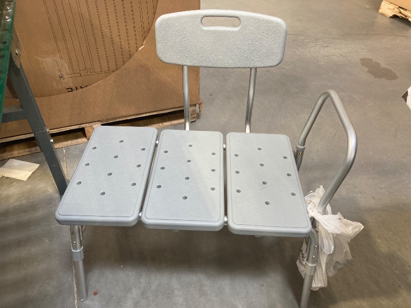 Photo 1 of  Aluminum Tub Transfer Bench,Bathroom Safety Shower Chair with Back & Handle (Gray)
