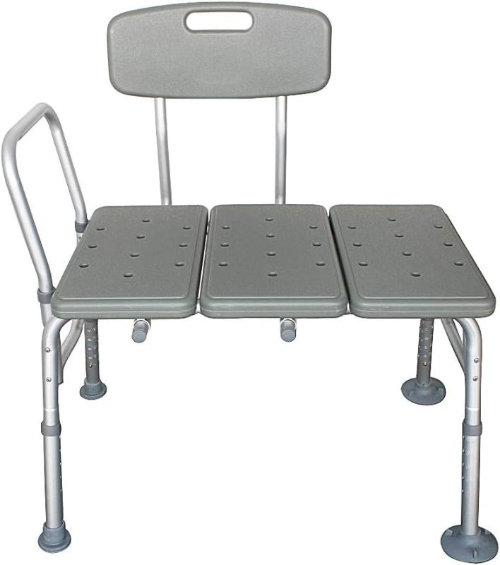 Photo 1 of  Aluminum Tub Transfer Bench,Bathroom Safety Shower Chair with Back & Handle (Gray)
