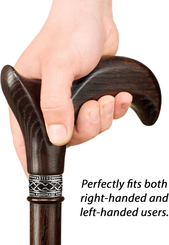 Photo 1 of Asterom Walking Cane - Handmade, Ergonomic, Wooden - Canes for Men & Women - Walking Sticks for Seniors, Unique, Wood - FSA/HSA Eligible
